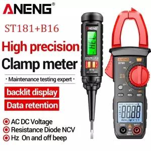전기 기술자 세트 키트 ANENG ST181 클램프 미터 400A/600V 멀티미터와 B16 테스터 펜 12V-300V AC 전압 감