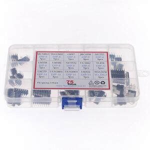 75pcs 15가지 일반적으로 사용되는 값 DIP IC 키트 LM358 ULN2003 LM324 NE555 MC34063 TDA2822 JRC4558 OP