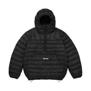 26FW  마이크로 다운 하프 집 후드 풀오버 블랙 경량패딩