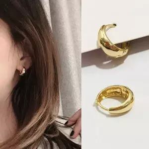 신상오픈런 여자 볼드 18k 원터치 골드 라운드 링 귀걸이