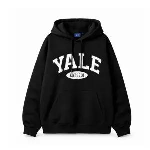 YALE 투톤아치 후드 티셔츠 기모 블랙