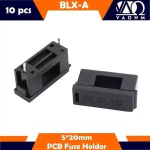 10PCS BLX-A 5x20mm 검정색 플라스틱 유리 세라믹 퓨즈 홀더 PCB 마운트 보험 소켓 커버 포함