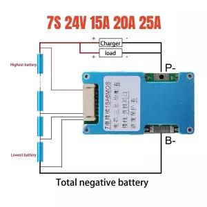 BMS 7S 24V 15A 20A 25A 리튬 이온 Lmo 삼원 18650 배터리 충전 보호 보드 밸런스  NTC 온도