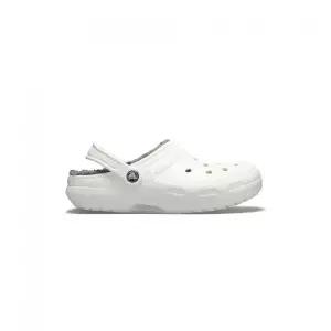 CROCS 클래식 라인드 클로그 - 화이트/그레이 / 203591-10M