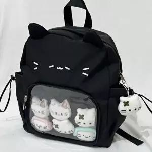 가방 남여공용 고양이 학생 증정 고양이귀 책가방 이타백 블랙 백팩 귀여운 키링 데일리백