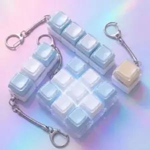 클리어 led 키링 9구 커스텀 테트리스 키링 불빛 키캡 모던