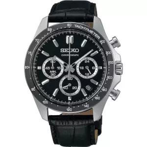 세이코 SEIKO 1 5초 크로노그래프 쿼츠 남성 시계 SBTR021 블랙 가죽