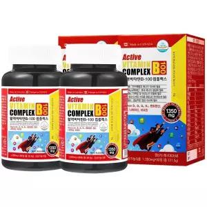 네추럴라이즈 활력 비타민B 100 컴플렉스 1350mg 90정 2병 고함량 비타민B군 비오틴 엽산 B12 B1 B2 B6 판토텐산