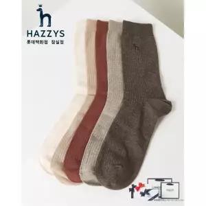 [롯데백화점]헤지스ACC [선물포장] HJSS4E501WT_남성 퍼피자수 골지 장목 양말 5종 세트_HI501