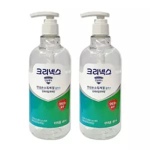 크리넥스 안심케어 안심 손소독제겔 플러스 프레쉬알로에향 펌프형 480ml x 2개 살균 소독 학교 병원 업체