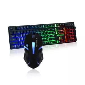 지클릭커 GMK-180 블랙 LED 게이밍 키보드 마우스 유선세트 레인보우컬러 백라이트 LED투영 이색사출 키캡