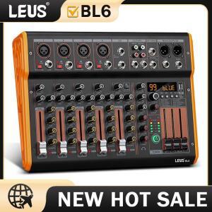 LEUS BL4/6 채널 99 DSP 효과 오디오 믹서 레코드 PC 48V 팬텀 파워 USB 사운드 믹서 블루투스 DJ 콘솔 가