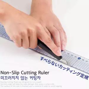 레이메이 미끄러지지않는 커팅자 30cm 50cm 눈금 방안 투명 직선 문구 사무 학생 용품
