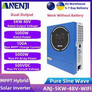 5kw 하이브리드 태양광 인버터 48v 220v 듀얼 출력 오프 그리드 인버터 내장형 100A MPPT 태양광 충전 컨트