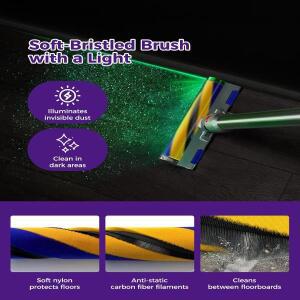 다이슨 호환용 V12 디텍트 슬림/V10 슬림 교체 부품용 LED 플러피 소프트 롤러 클리너 헤드, 더스 포함 나