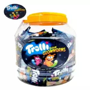 트롤리 사우어구미젤리 1통(약100개) 1kg/대용량젤리/어린이인기간식/지렁이모양/Trolli Sour Glowworms