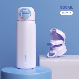 휴대용 500ML 이중 음료 진공 플라스크, 빨대가 있는 보온병, 보냉/보온 316 스테인리스 스틸 물병/차