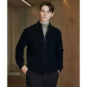 다니엘크레뮤 DANIEL CREMIEUX FW 울 블렌드 윈드프루프 니트 집업 네이비