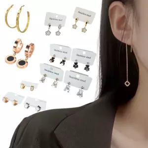 써지컬스틸 체인귀걸이 후프 로마숫자 포인트