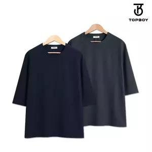 TOPBOY 남성 2장 세트 빅사이즈 링클프리 오버핏 7부 티셔츠 (SCC5317PT)