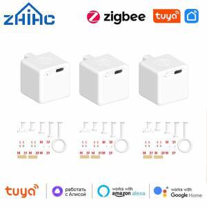 Tuya Zigbee 3.0 스마트 터치 핑거봇 플러스 Tpye-C 충전식 스위치 버튼 푸셔 암 Via Alice Alexa Google