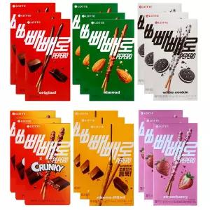 롯데웰푸드 빼빼로 6종 3개씩 (딸기37g+초코 오리지널 54g+아몬드37g+화이트쿠키37g+크런키39g+초코필드53g)