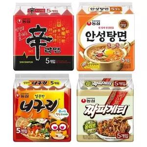 농심 신라면10봉지+안성탕면10봉지+너구리10봉지+짜파게티10봉지 총40봉