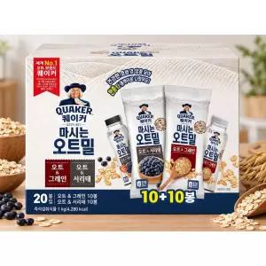 퀘이커 마시는 오트밀 앤 그레인 50g 10봉 오트밀 앤 서리태 50g 10봉 총 20봉