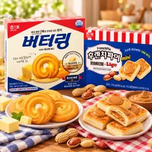 해태 버터링 에쉬레버터 194g 후렌치파이 미니 피넛버터크림 179g 2종세트