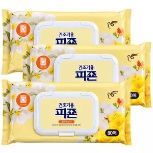 피죤 건조기용 시트 섬유유연제 옐로미모사 80매 3개 빨래건조기시트 종이