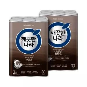 깨끗한나라 순수시그니처 화장지 브라운 30m 30롤 2팩