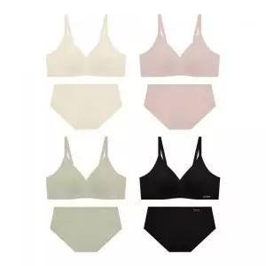 GUESS UNDERWEAR 컴포트 핏 심리스 브라 팬티 세트 - 4Colors