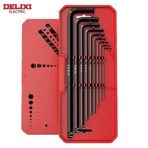 DELIXI 전기 알렌 키 세트 육각 렌치 스크루 드라이버 박스 포장 슬리브 범용 토크 롱 메트릭 차량 유지 보