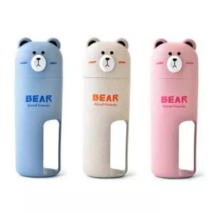 곰돌이 칫솔 통 손잡이형 케이스 양치 컵/세트/여행/치약/휴대용/여행용/세면/도구/어린이/학교