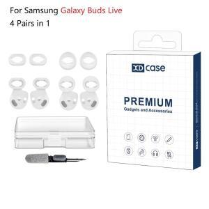 XDcase 삼성 호환 갤럭시 호환 버즈 라이브용 실리콘 이어팁 및 이어훅 세트 4쌍/팩 좌우 S/L 사이즈 세척