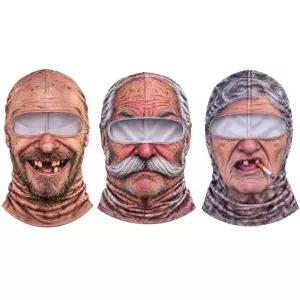 재미있는 디자인의 사실적인 얼굴 모양 스키 마스크 3D 프린팅 기술로 제작된 노인용 발라클라바 전체를