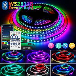 Ws2812B Rgbic Led 스트립 라이트 5V Usb 벽면 룸 스트링 테이프 리모컨 앱 블루투스 컨트롤 1-5M 주소 지