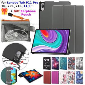 Lenovo Tab P11 Pro / Xiaoxin Pad TB-J706F J716F 케이스 3단 접지 스탠드 PU 가죽 커버, Smart Wake/Sl