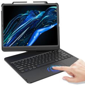 아이패드호환 Air용 KBCASE 키보드 케이스 13인치 M4 / M3 M2 2026 /2025 /2024 /아이패드호환 Pro 12.9인치 6인치 /5인치 /4세대 /3세대 360 회전 가능한 및 Air 13용 펜슬 홀더 포함 /Pro 12.9 블랙