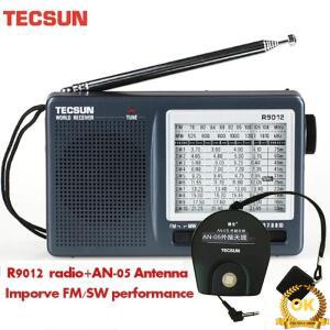 TECSUN R-9012 AM/FM/SW 밴드 단파 라디오 휴대용 수신기(AN-05 외부 안테나 포함) 다중 대역