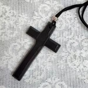 십자가 목걸이 펜던트 나무 원목 가톨릭 천주교 성물 묵주기도 소품 블랙 십자가목걸이