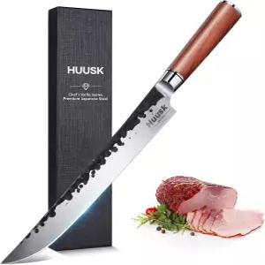 후우스크 나이프 일본식 브리스킷 슬라이싱 10인치 프리미엄 고탄소 정육점 브레이킹 손으로 제작한 긴