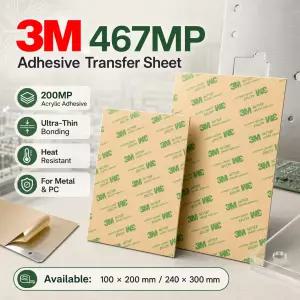 3M 467MP 접착 전사 시트 200MP 초박형 고온용 양면 테이프 금속 PC 아크릴 전자기기용 100x200/240x300mm