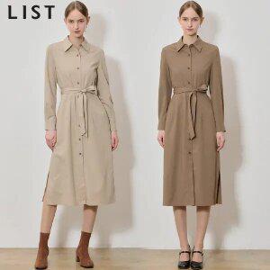 [리스트(LIST)] 퓨어 벨티드 롱 셔츠 원피스 (택가격: 228000원)