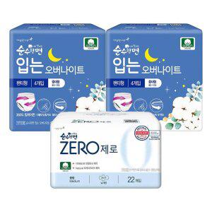 [순수한면] 입는 오버나이트 중대형 4입, 2개 + 제로, 중형 22입, 1개