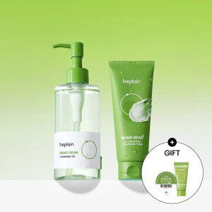 비플레인 녹두 약산성 클렌징폼 80ml+오일 200ml (폼20ml+필링젤15ml)