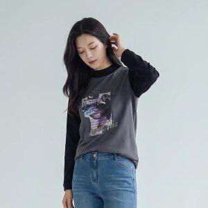 [PAT 여성] 네크시보리 프린트 티셔츠 _1I85408