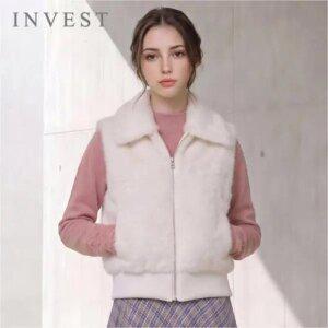 [인베스트] 소프트 퍼 카라 집업 조끼_IN6W3VT4921
