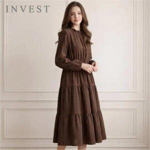 [인베스트] 프릴 넥 스트링 티어드 롱 원피스_IN6W3OP3301