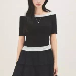 [로엠]배색 레이어드 티셔츠 RMHWG24RT1_EPT